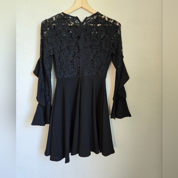 Do + Be Black Ruffle Lace Mini Dress Size Small - Picture 8 of 15